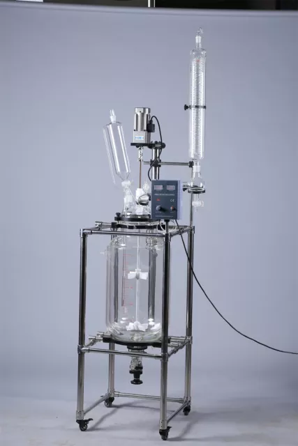 50 Liter Double Layer Jacketed Chemical Pyrolysis Decarboxylation Glass Reactor