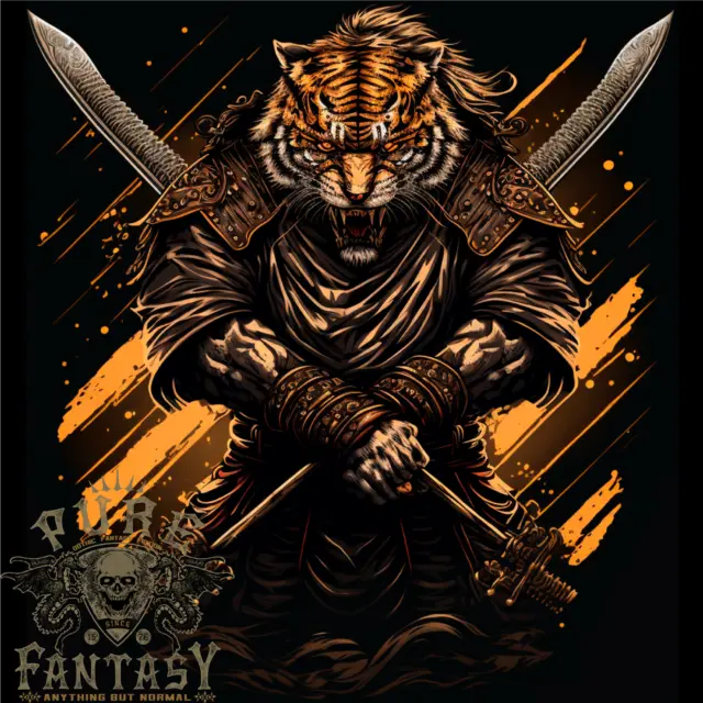 Tiger Warrior Fantasy MMA Martial Arts Mens Cotton T-Shirt Tee Top