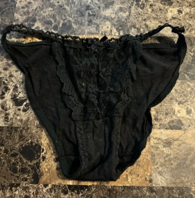 Vintage Rene Rofe  String Bikini Panty!   Size 5  Black.  Tlc