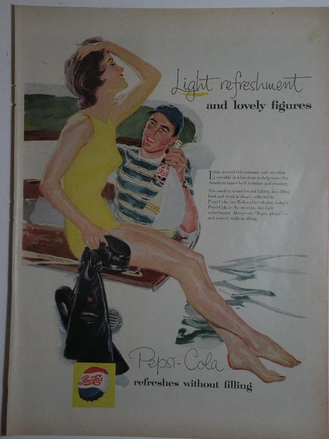 Magazine Ad* - 1957 - Pepsi - snorkeling
