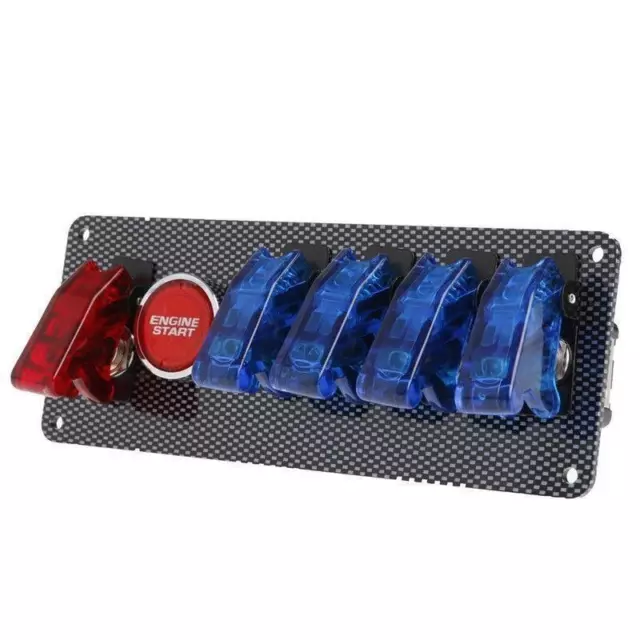 Racing Car Ignition Switch Panel Engine Start LED Push Button Toggle Panel 12V