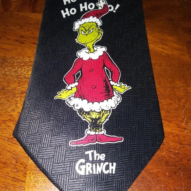 Dr. Seuss How The Grinch Stole Christmas Ho Ho Ho Novelty Men's Holiday Neck Tie
