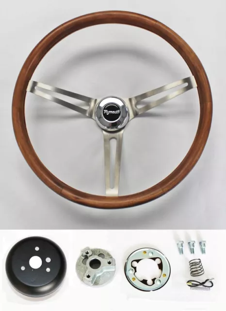 Fury Scamp Duster Cuda Road Runner 15" Real Wood Grip Stainless Steering Wheel