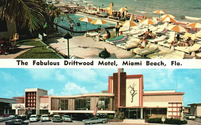 Vintage Postcard The Driftwood Motel Building Collins Ave. Miami Beach Florida