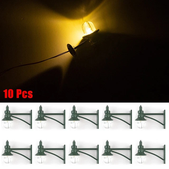 Lot De 10 Lampadaires Miniatures échelle HO - Hauteur 100 Mm - Pour Dioramas, Maquettes, Décoration De Jardin Miniature - Alimentation 6V Requise
