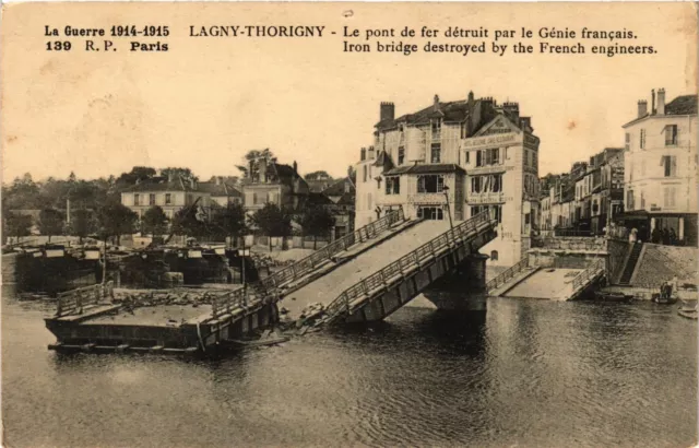 CPA MILITAIRE Lagny-Thorigny, Le pont de fer détruit par le Génie (316268)