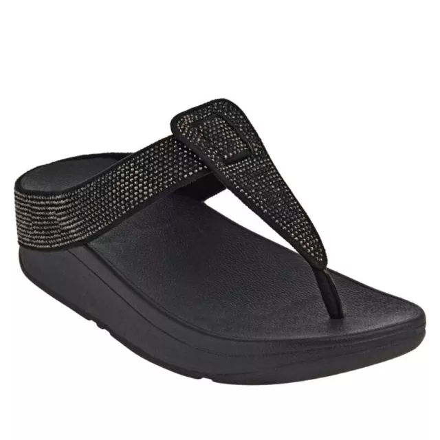 FitFlop Isabelle Crystal Toe Post Sandal - Black - Size 10 (EU 42)
