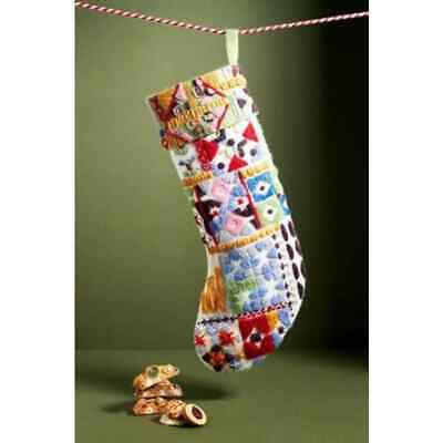 ANTHROPOLOGIE Folk Stocking Wool Embroidered Christmas NEW
