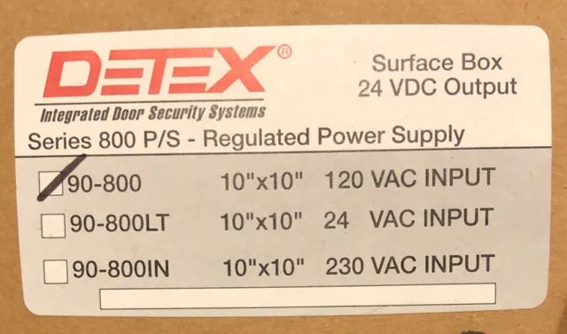 安心と信頼 Detex 90-800 Series 800 Power Supply, Filtered Output, 120V, 24VDC,  1A