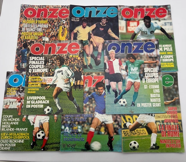Lot 11 Premiers Numéros Magazine ONZE-FOOTBALL (Onze Mondial) – 1998 – Français – Bon état