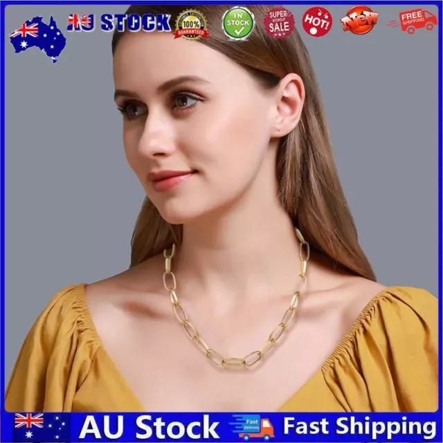 AU Punk Choker Metal Thick Chain Hip Hop Necklace Statement Jewelry (Gold)