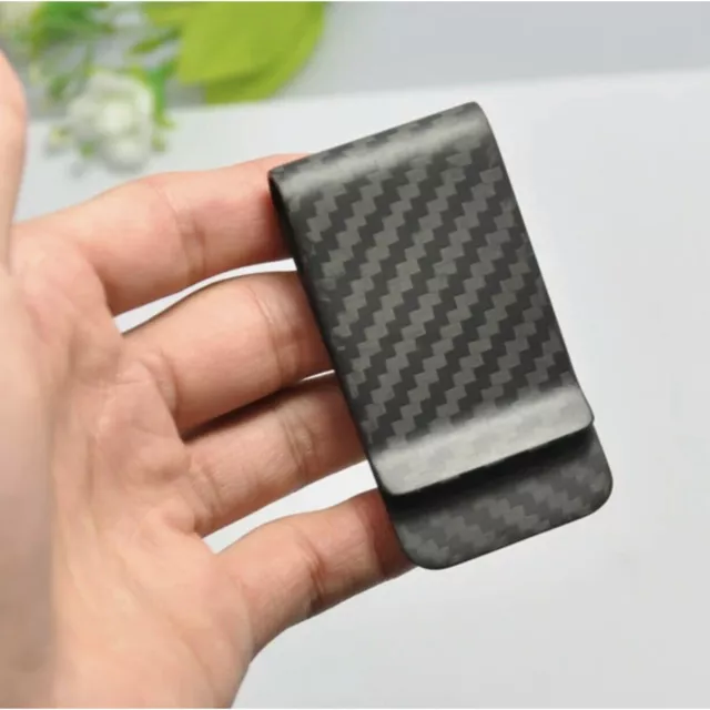 Pince à billets portefeuille en fibre de carbone noire avec porte-cartes hommes