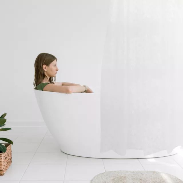 Relaxdays Store de baignoire, 60 x 240 cm, rideau de douche avec chaine,  montage flexible, salle de bain, noir-blanc