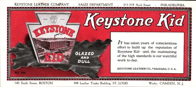 Ink Blotter Advertising Keystone Kid Leather Co. Of Philadelphia