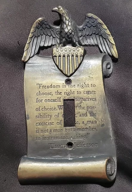 Vintage American Eagle Freedom Thomas Jefferson Brass Single Light Switch Cover