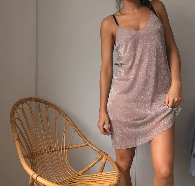 JOLIE ROBE SEXY zara rose poudree pailletee doublee toute legere t 36 38 uk 8 EUR 12 99 PicClick FR