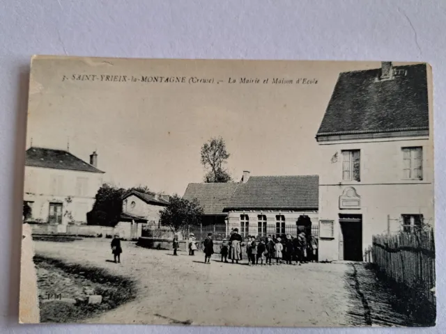 CPSM CREUSE  St-YRIEX la-Montagne La Mairie Et École  dept-23