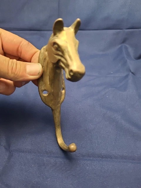 Solid Brass Horse  Head Antique Coat Hat Hooks Hanger Home Or School.