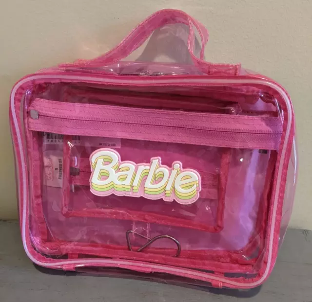 Barbie X Forever 21 Mattel Clear Pink Makeup Jewelry Hanging Bag Organizer NWOT 2