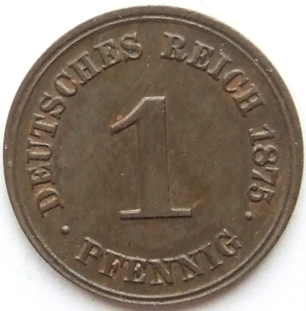 Moneta Reich Tedesco Impero Tedesco 1 Pfennig 1875 A IN Uncirculated