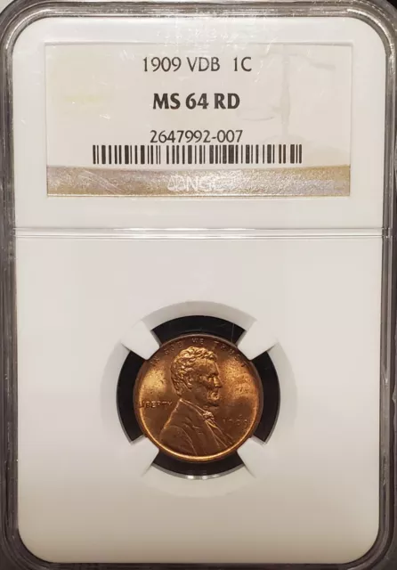 1909  VDB  Lincoln Head Cent  NGC  MS64 RD   Blazing Red First Year Wheatie