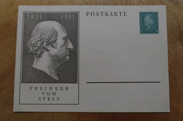 Postkarte Freiherr vom Stein 1831-1931, D.R., 8 Pfennig, ungebraucht