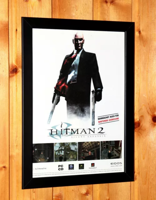 2003 Hitman 2 Silent Assassin PS2 GameCube Xbox vecchio poster promozionale annuncio / incorniciato da arte