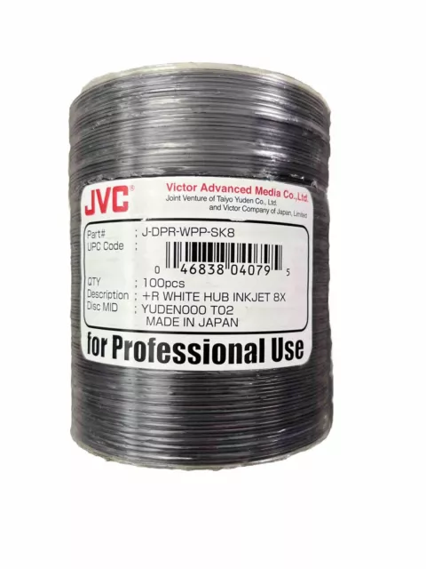 100-PAK JVC Taiyo Yuden DVD-R, Inkjet 8X, TYG02, Made in Japan