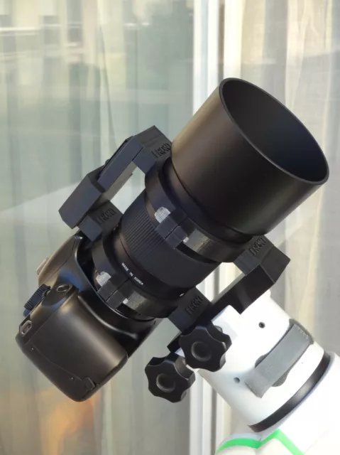 Bracket system for Samyang / Rokinon 135 f:2 telephoto lens (for astrophoto use)