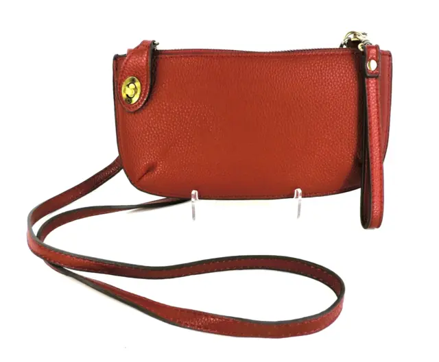 JOY SUSAN Red Vegan Leather Wristlet Convertible Crossbody Shoulder Bag Purse