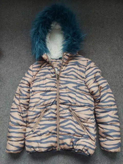 Girls Zebra Design, Padded Fleece Lined, Hood, Winter Coat/Jacket, Next, 11 Yrs