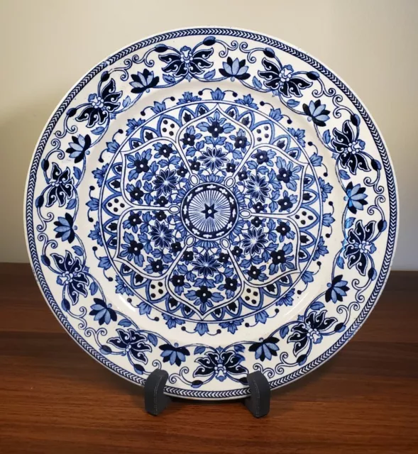 Vtg Booths England Royal Semi Porcelain Indian Ornament Plate 10” Blue Floral