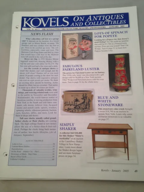 Kovels On Antiques and Collectibles Newsletters 2005 & 2007 Some Missing