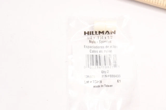 (2-Pk) Hillman Spacer Nylon 1/2" x 1/2" x 0.194" 880435