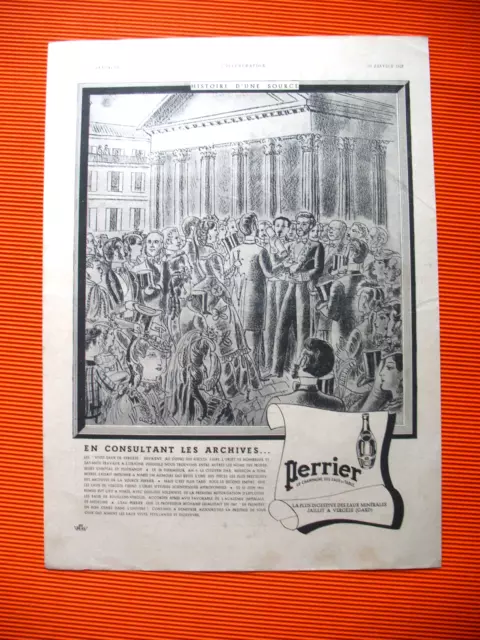 Publicite De Presse Perrier Eau Gazeuse Nimes Histoire D'une Source Ad 1942