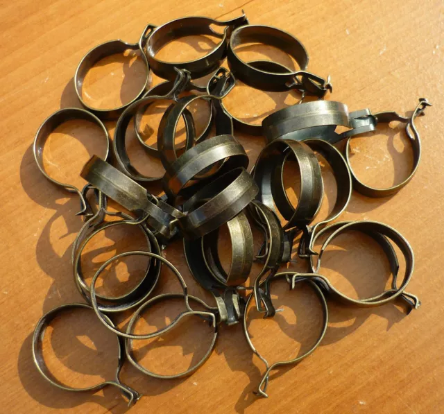 LOT (21) Faux Aged Brass Finish 7/8" Diameter Clip-On Cafe Curtain Drapery Rings