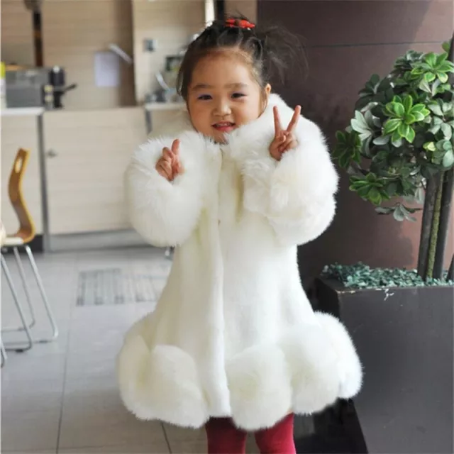 Kids Girls Faux Fur Velvet Coat Winter Autumn Jacket Outwear Fashion Streetwear