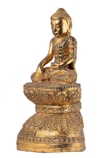 "Buddha - Ancient Burmese Wood Style Ava Enlightenment 39cm/16"" Statue" 3