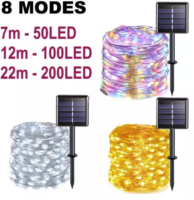 10M-30M LED Solar Fairy Lights String Waterproof Copper Wire Outdoor Garden UK