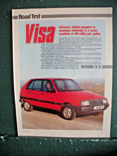 Citroen Visa Road Test LJM887X 4 side article report 1982