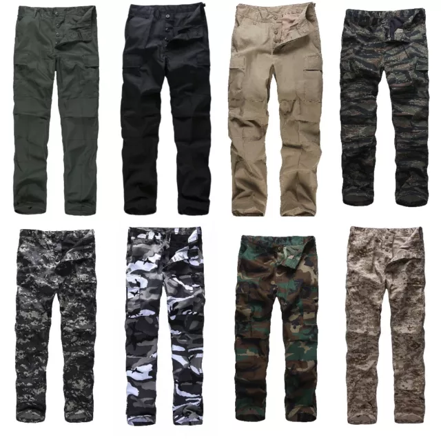 Mens Casual Camouflage Cargo Pants Military Army Combat BDU Pants 3