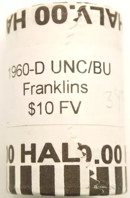 1960 D Bu Franklin Half Dollar 90% Silver $10 Face Value Roll Bullion Investment