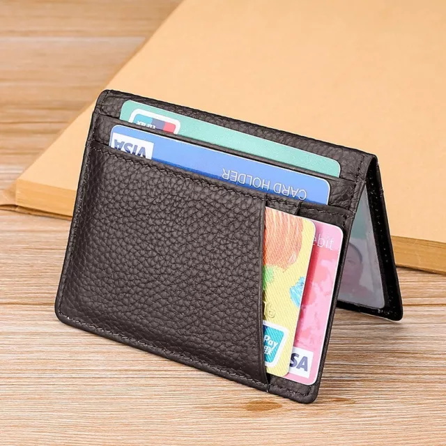RFID BLOCKING MEN'S Genuine Leather Bifold Wallet 2 Center Flap - Black ...