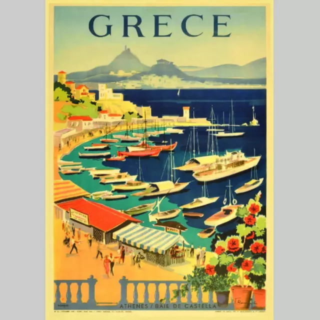 GREECE Vintage Retro Travel Holiday Poster On Metal Sign Plaque Pub Bar