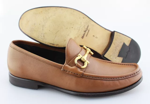 Men's SALVATORE FERRAGAMO 'Mason' Brown Leather Loafers Size US 9 - D