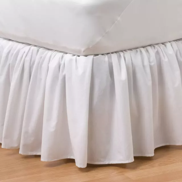 NWT Home Classics Bright White Ruffle Bedskirt TWIN 15" Drop Skirt Cotton Blend