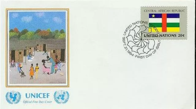 ONU UNO New York FDC 1er Jour 430 Flag Drapeau CENTRAFRICAINE J. Ramedame 1984