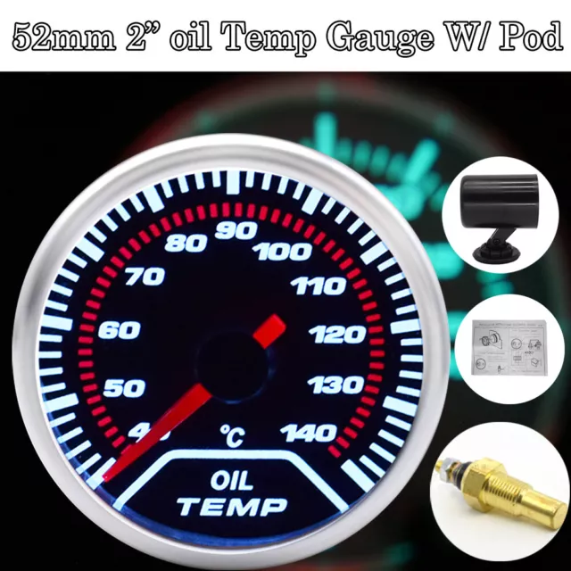 52mm Universal Öltemperatur Anzeige 40~140℃ Zusatz Instrument OilTemp Gauge 12V.