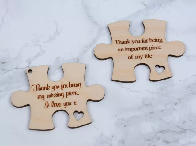 Wooden Jigsaw Pieces Engraved Frame Art Thank you jigsaw puzzle pieces