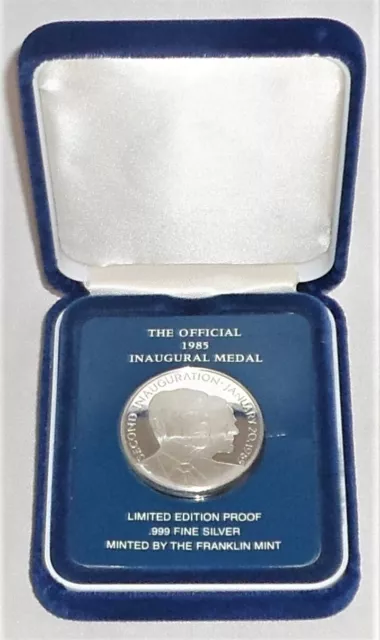 1985 Official Reagan Bush .999 Silver Proof Inaugural Medal *Limited Edition!*